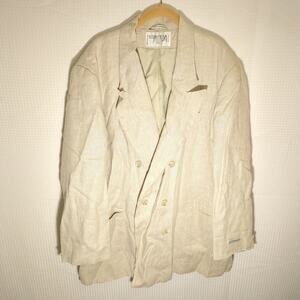 International Scene Linen Blazer 22W Double Breasted Oversized Beige Boxy Russia